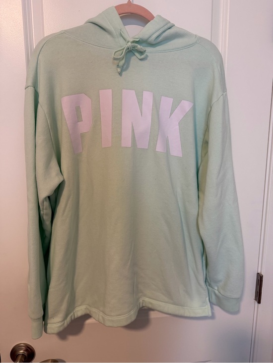 PINK Victoria's Secret Tops - PINK Victoria's Secret Mint Green Pullover Hoodie with White Logo